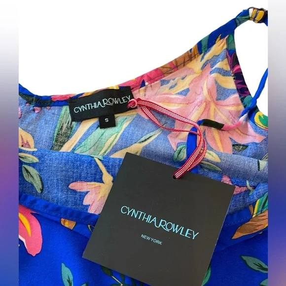 Cynthia Rowley Blue Tropical Floral Tank Top Size Small NWT - Picture 14 of 17